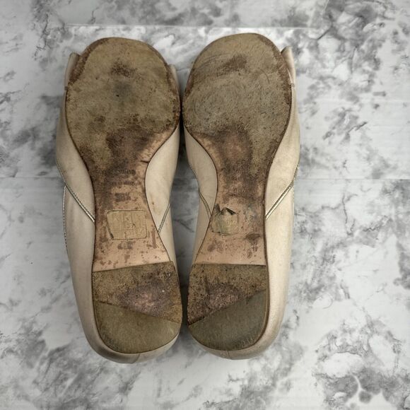 Valentino Garavani Bow Ballet Flats Size 38.5/7.5 Blush Pink Nude Nubuck Leather - Picture 7 of 8